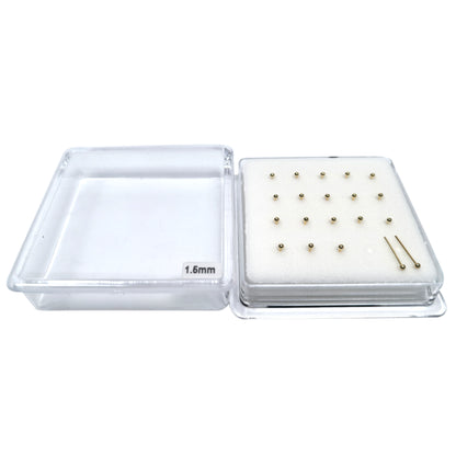 18K Gold-Plated Nose Studs with 1.5mm Ball 10 Pairs Box Set