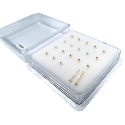 18K Gold-Plated Nose Studs with 1.5mm Ball 10 Pairs Box Set