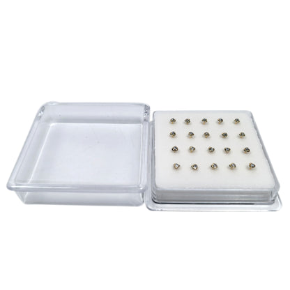 18K Gold-Plated Heart Nose Studs with Diamond 10 Pairs Box Set