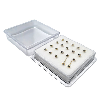 18K Gold-Plated Heart Nose Studs with Diamond 10 Pairs Box Set