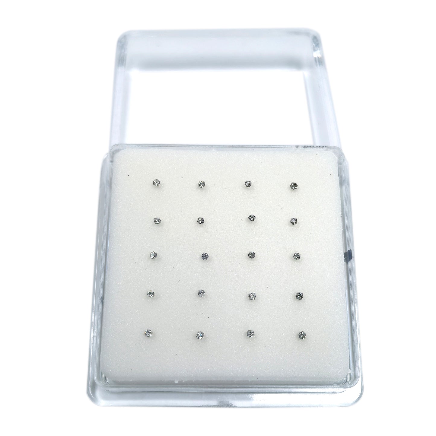 Silver Nose Studs with 1.5mm Diamond 10 Pairs Box Set