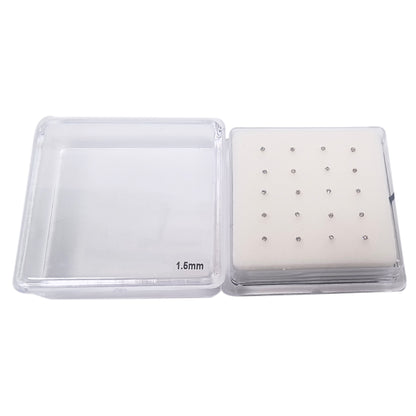 Silver Nose Studs with 1.5mm Diamond 10 Pairs Box Set