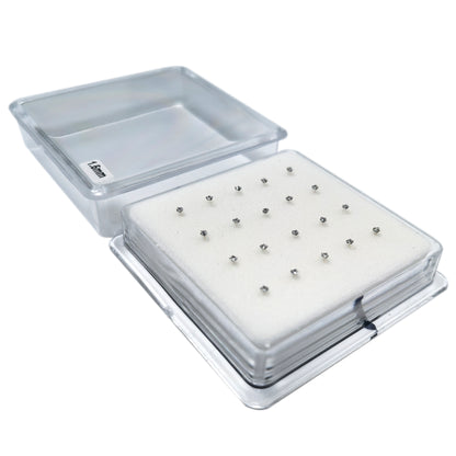 Silver Nose Studs with 1.5mm Diamond 10 Pairs Box Set