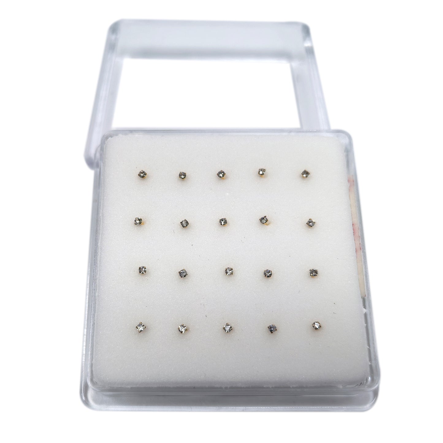 18K Gold-Plated Nose Studs with 1.5mm Diamond 10 Pairs Box Set