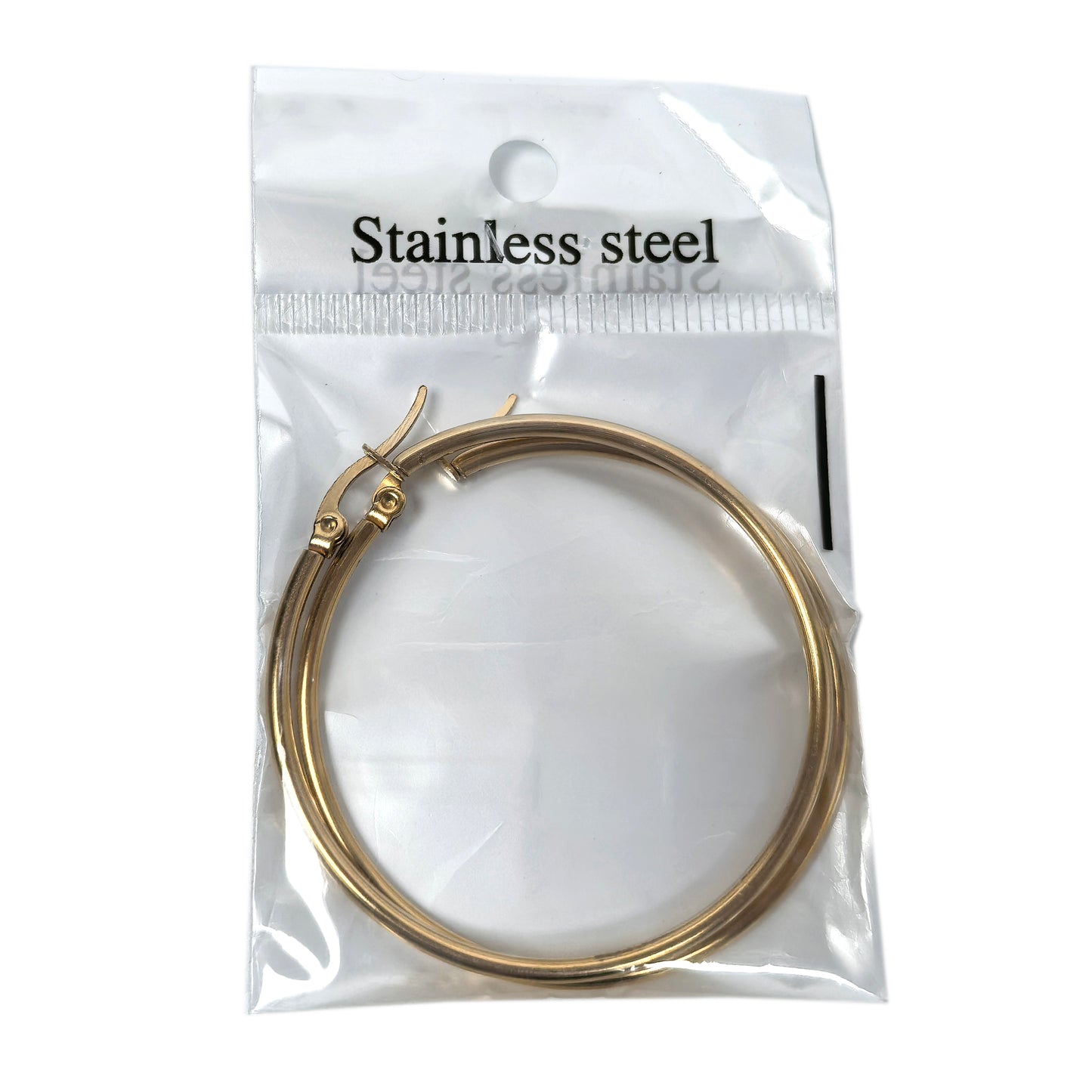 Stainless Steel 4 Pairs Hoop Earring Set: Beaded, Plain, Gold & Silver