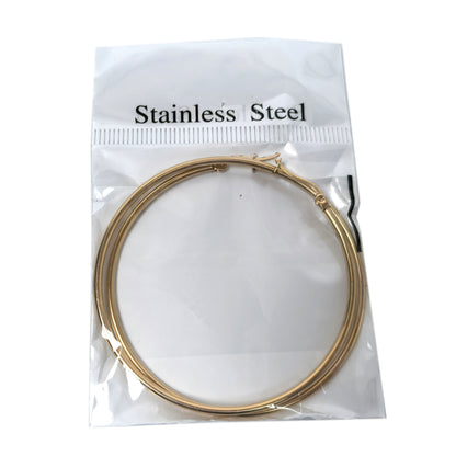 Stainless Steel 4 Pairs Hoop Earring Set: Beaded, Plain, Gold & Silver