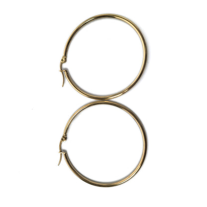 Stainless Steel 4 Pairs Hoop Earring Set: Beaded, Plain, Gold & Silver