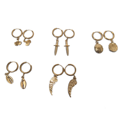 5 Pairs 18K Gold-Plated Stainless Steel Earrings Set