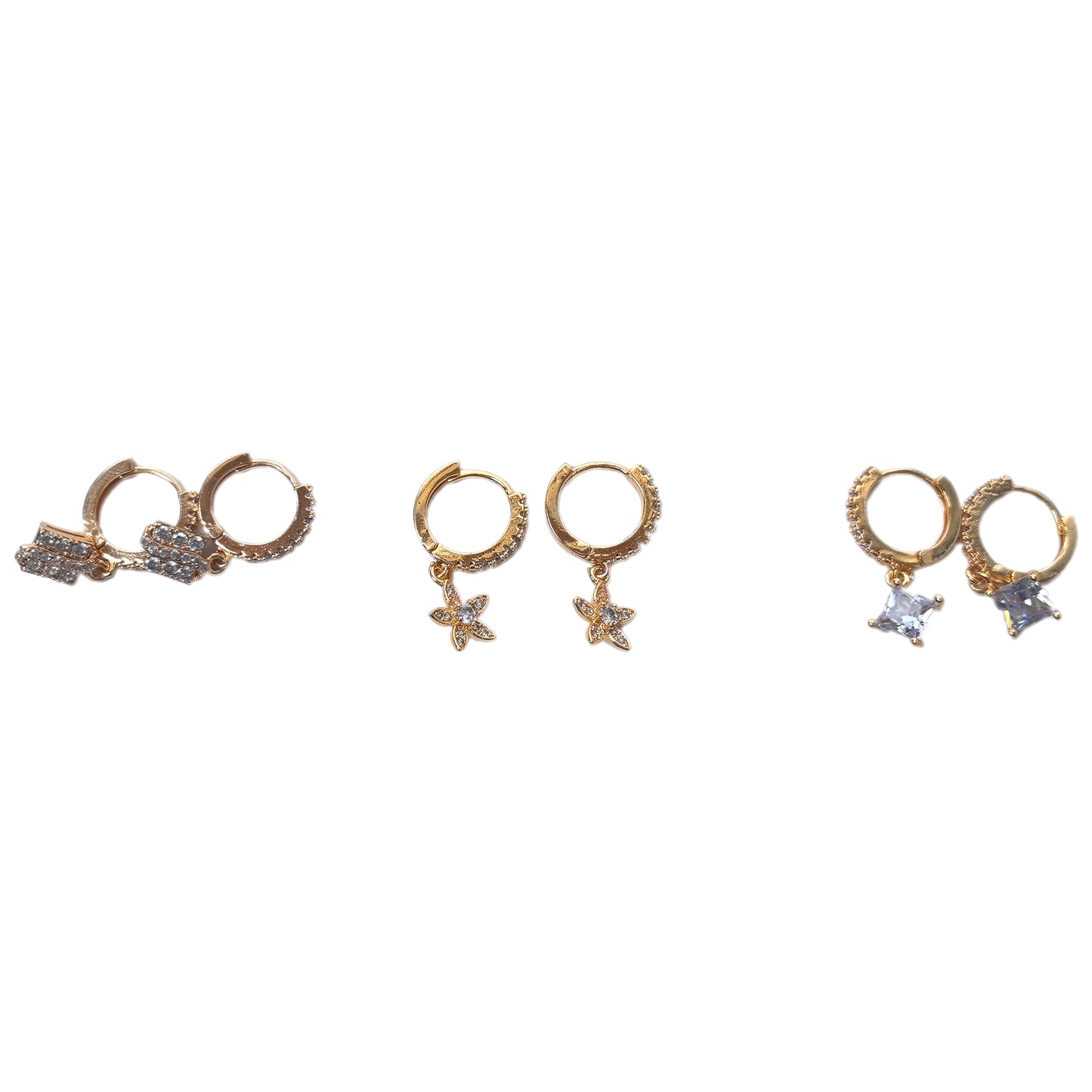 18K Gold-Plated Dangle Hoop Earrings Set