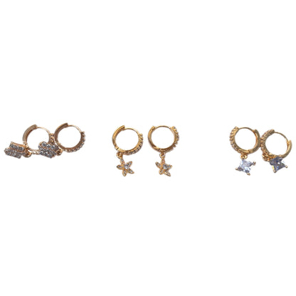 18K Gold-Plated Dangle Hoop Earrings Set