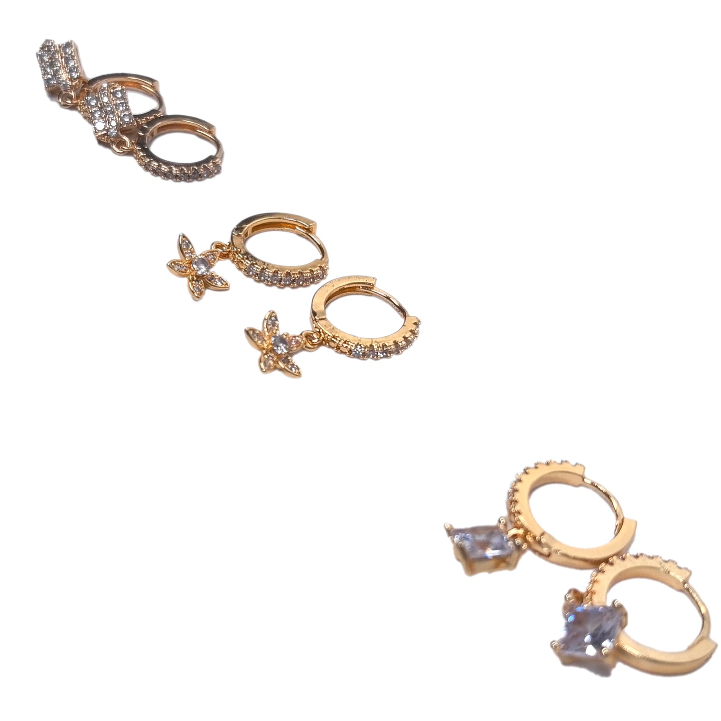 18K Gold-Plated Dangle Hoop Earrings Set