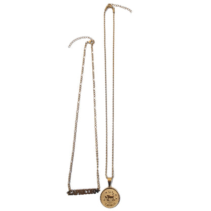 2-Piece 18K Gold-Plated Necklaces Set - Taurus and Capricorn