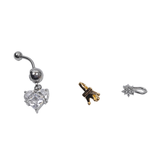 3 Pack Gold Plated Stainless Steel Navel Rings