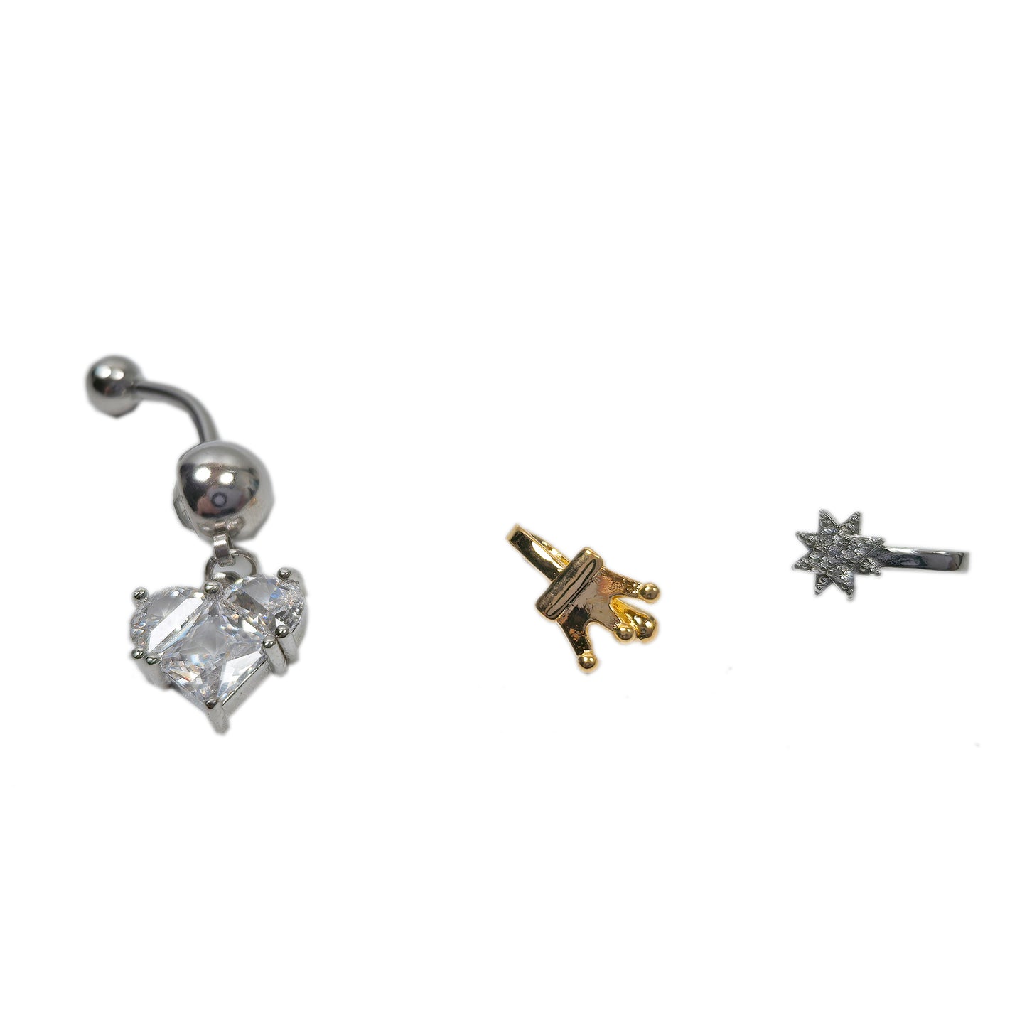 3 Pack Gold Plated Stainless Steel Navel Rings