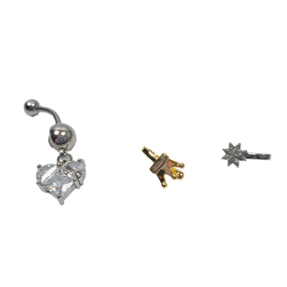 3 Pack Gold Plated Stainless Steel Navel Rings