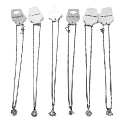 Stainless Steel  Silver Diamond Necklace for Women