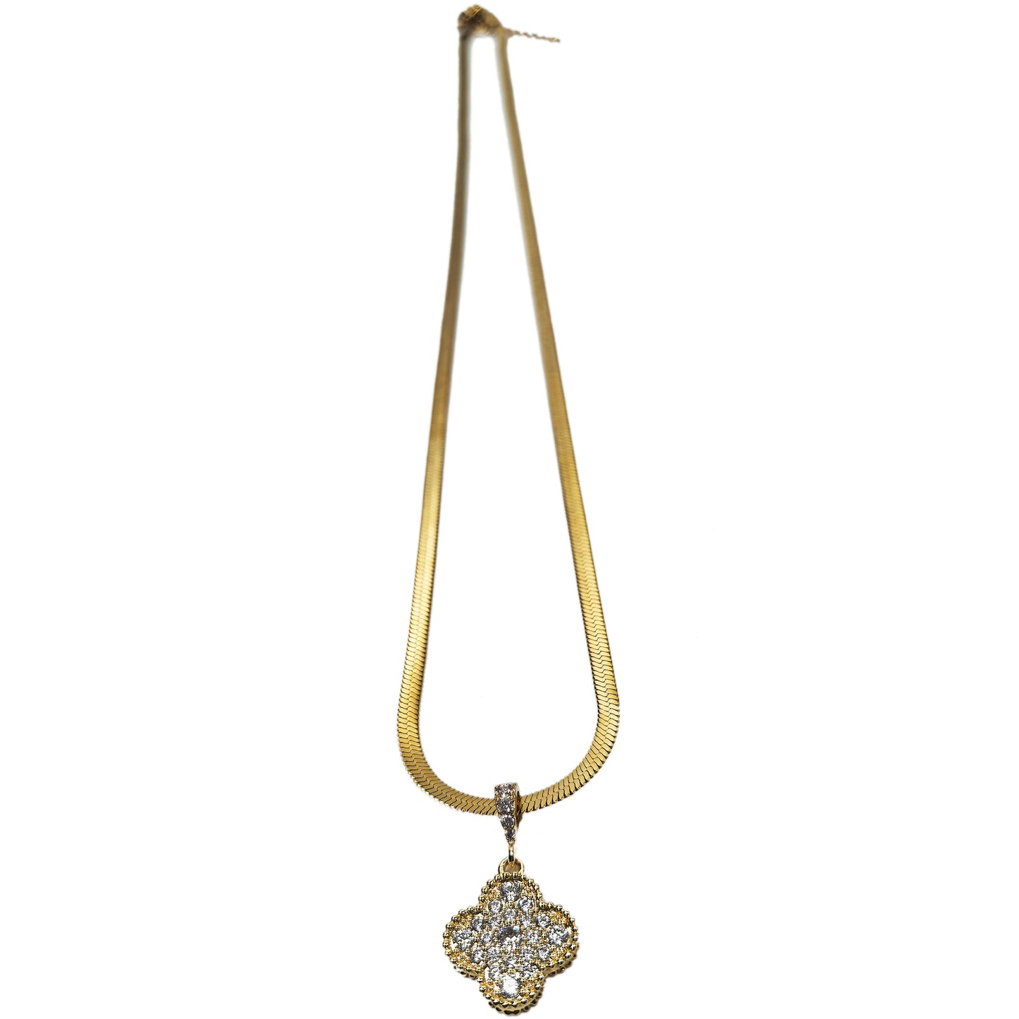 Lucky Four Leaf Clover Zircon Gold Plated Necklace