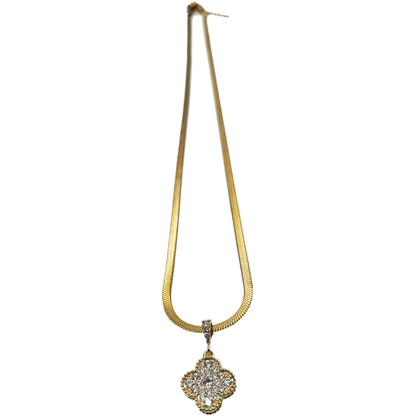 Lucky Four Leaf Clover Zircon Gold Plated Necklace