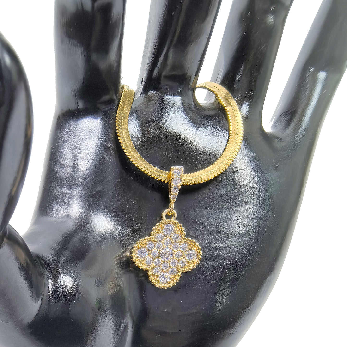 Lucky Four Leaf Clover Zircon Gold Plated Necklace