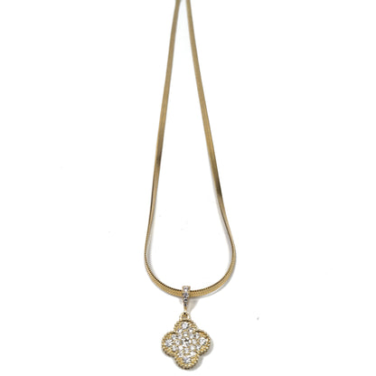 Lucky Four Leaf Clover Zircon Gold Plated Necklace