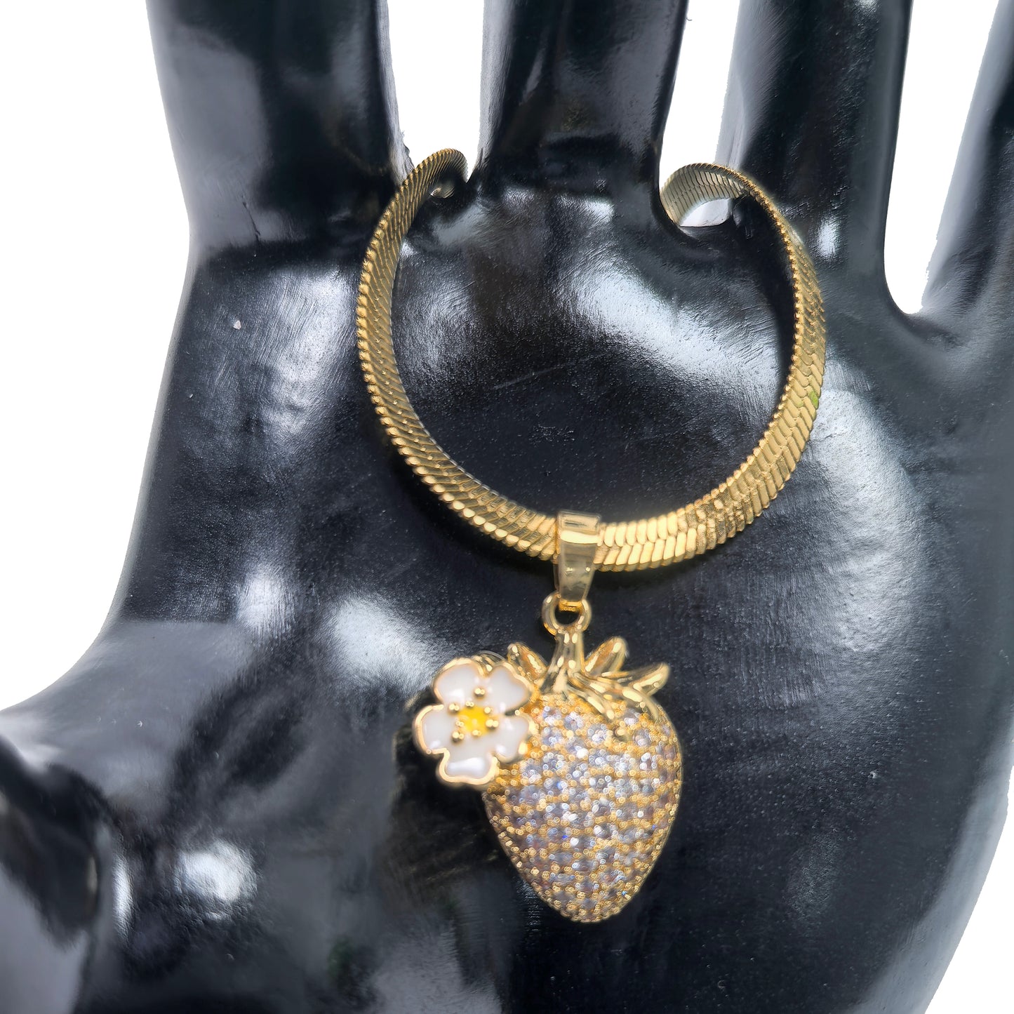 Sweet Strawberry Zircon Gold Plated Necklace