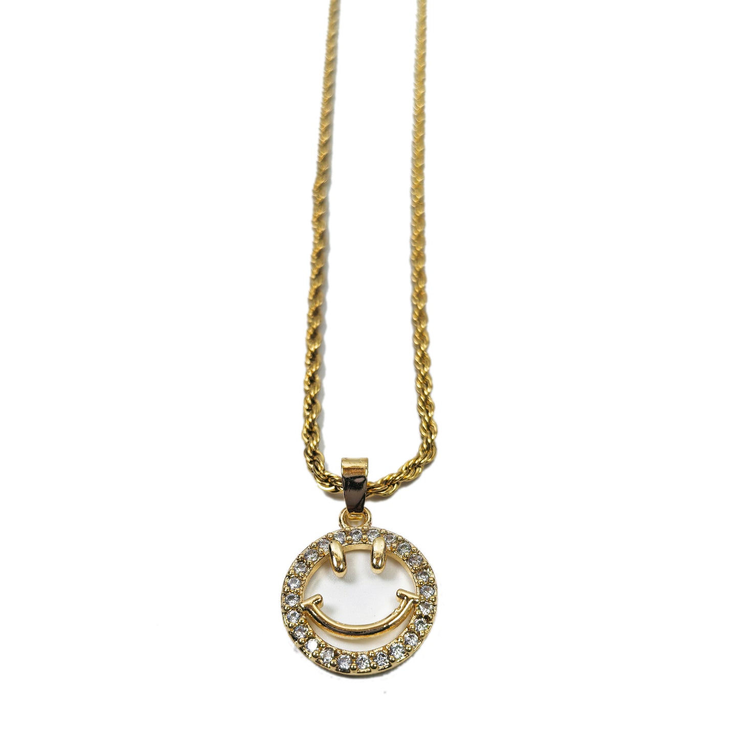 Smiley Face Zircon Gold Plated Necklace
