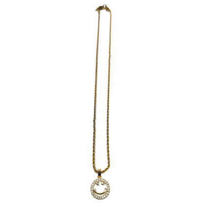 Smiley Face Zircon Gold Plated Necklace