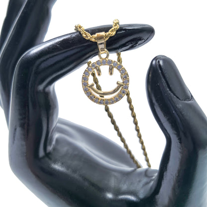 Smiley Face Zircon Gold Plated Necklace