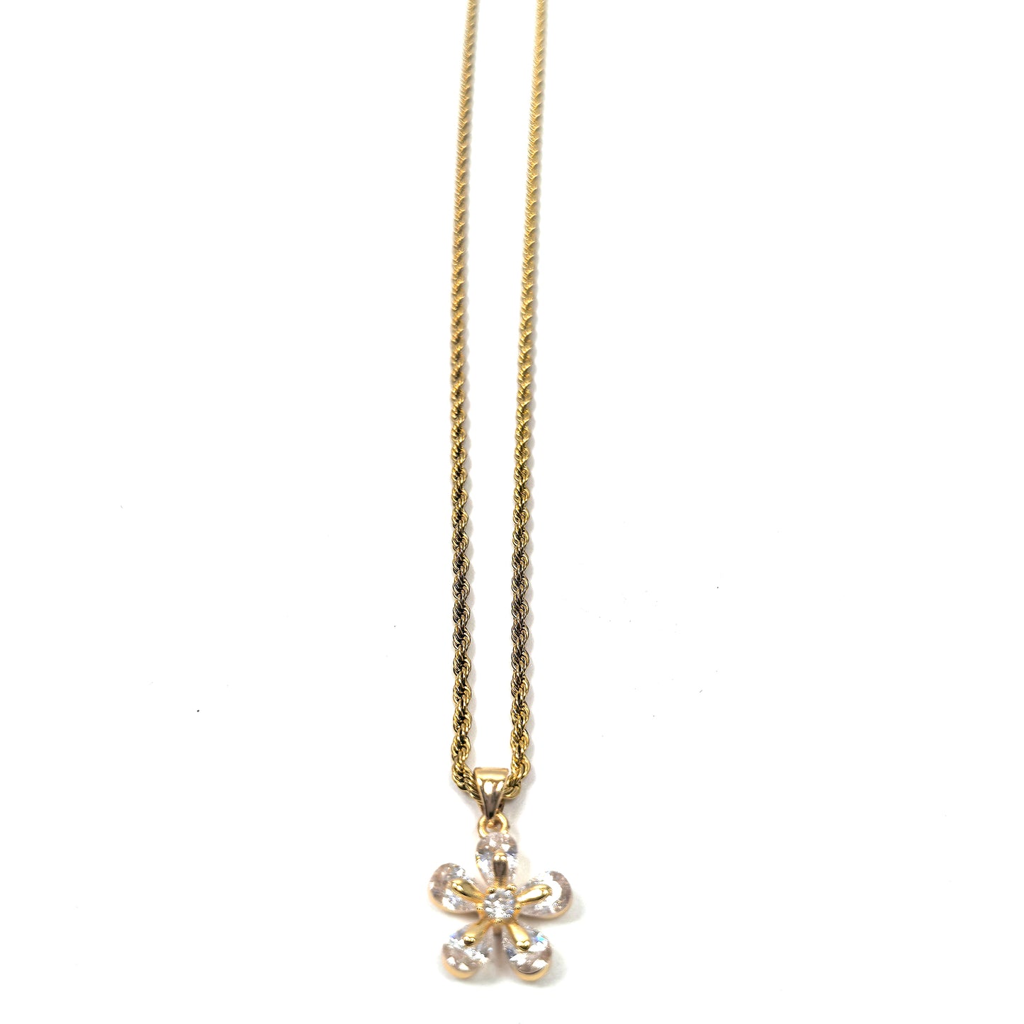 Floral Blossom Zircon Gold Plated Necklace