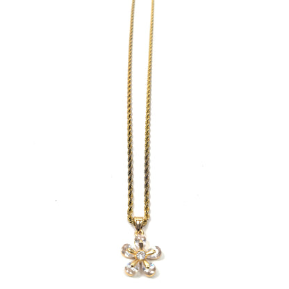 Floral Blossom Zircon Gold Plated Necklace