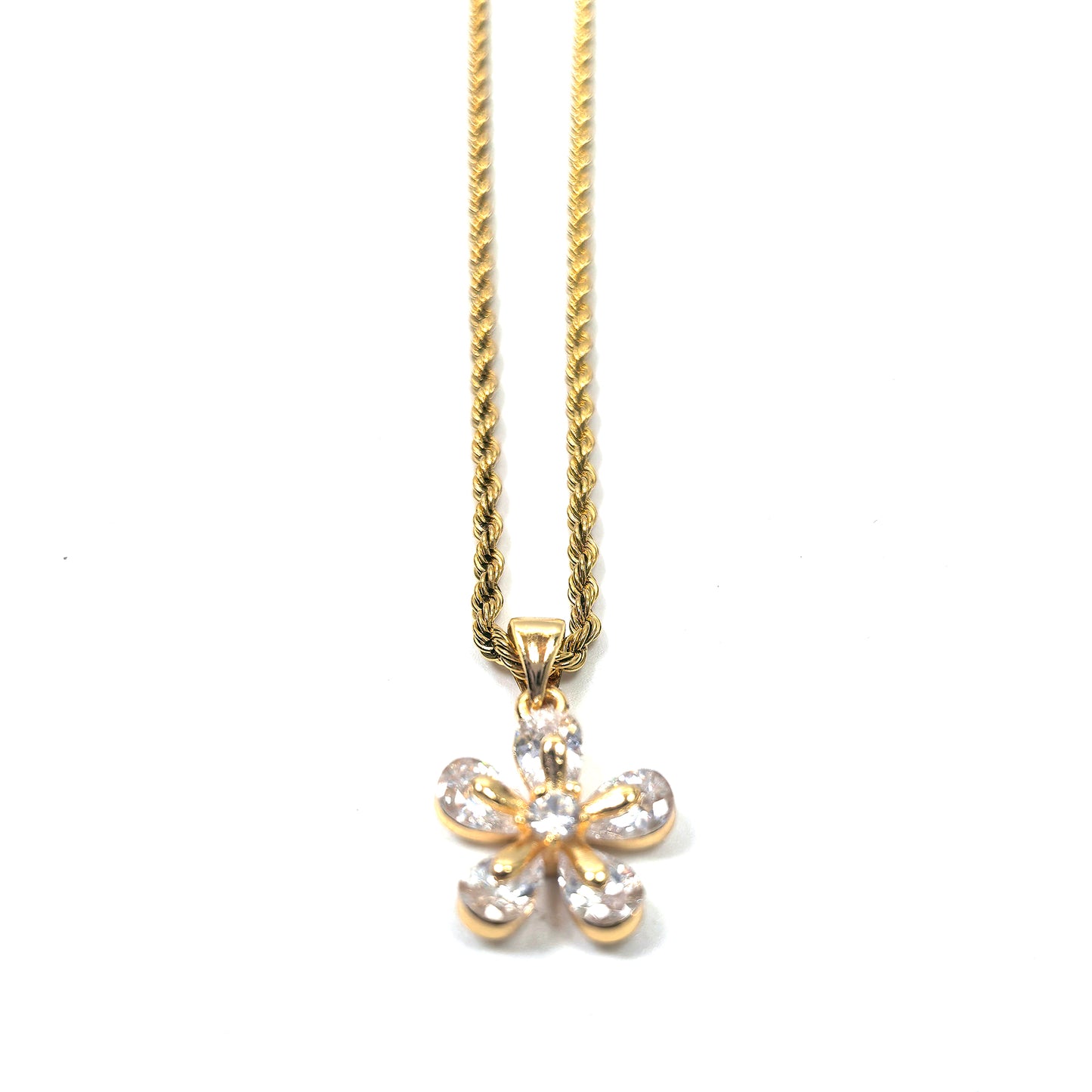 Floral Blossom Zircon Gold Plated Necklace