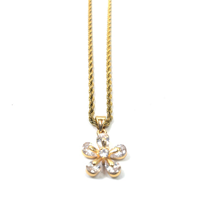 Floral Blossom Zircon Gold Plated Necklace