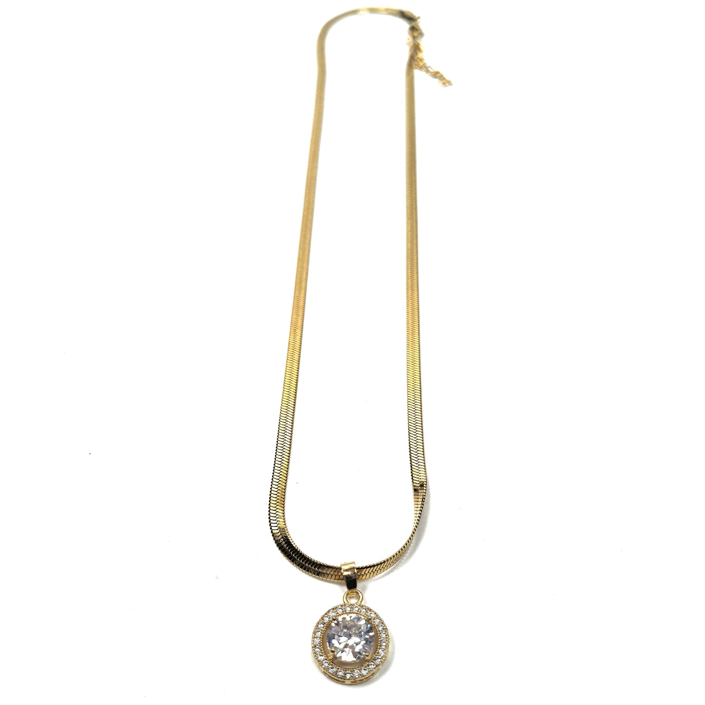 Circle Zircon Gold Plated Necklace