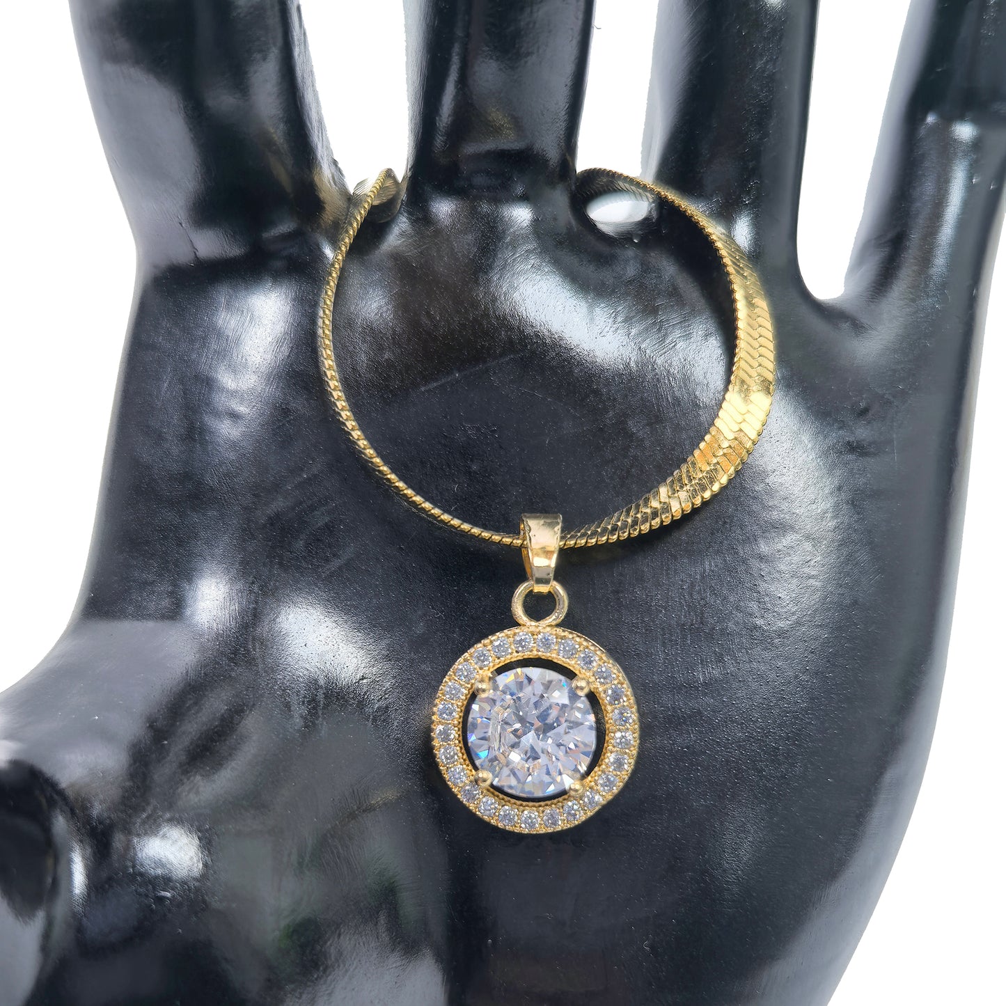 Circle Zircon Gold Plated Necklace