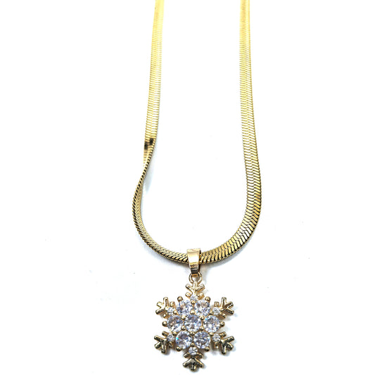 Snowflake Zircon Gold Plated Necklace