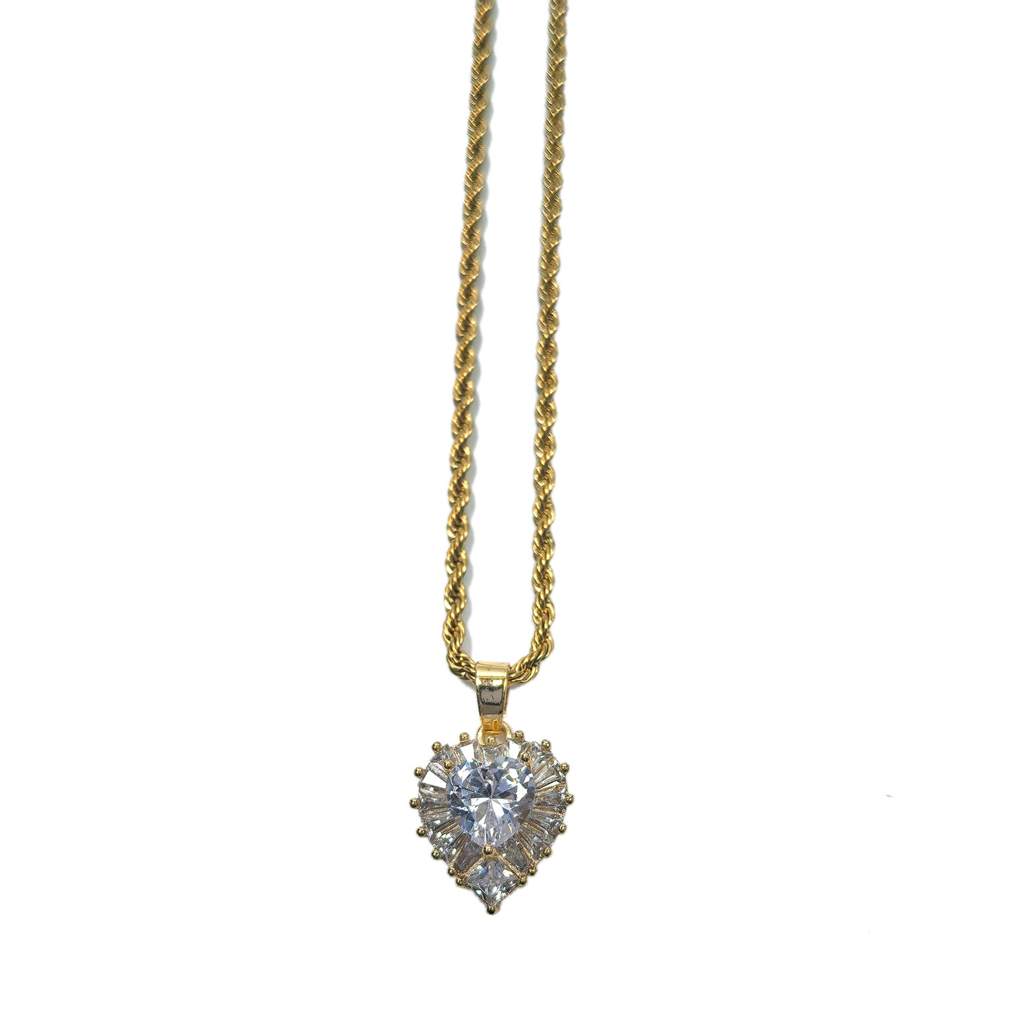 Two-Layer Gold Plated Heart Zircon Necklace