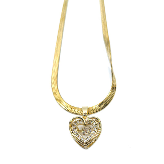 Three Dimensional Heart Pendant Gold Plated Hearts Necklace