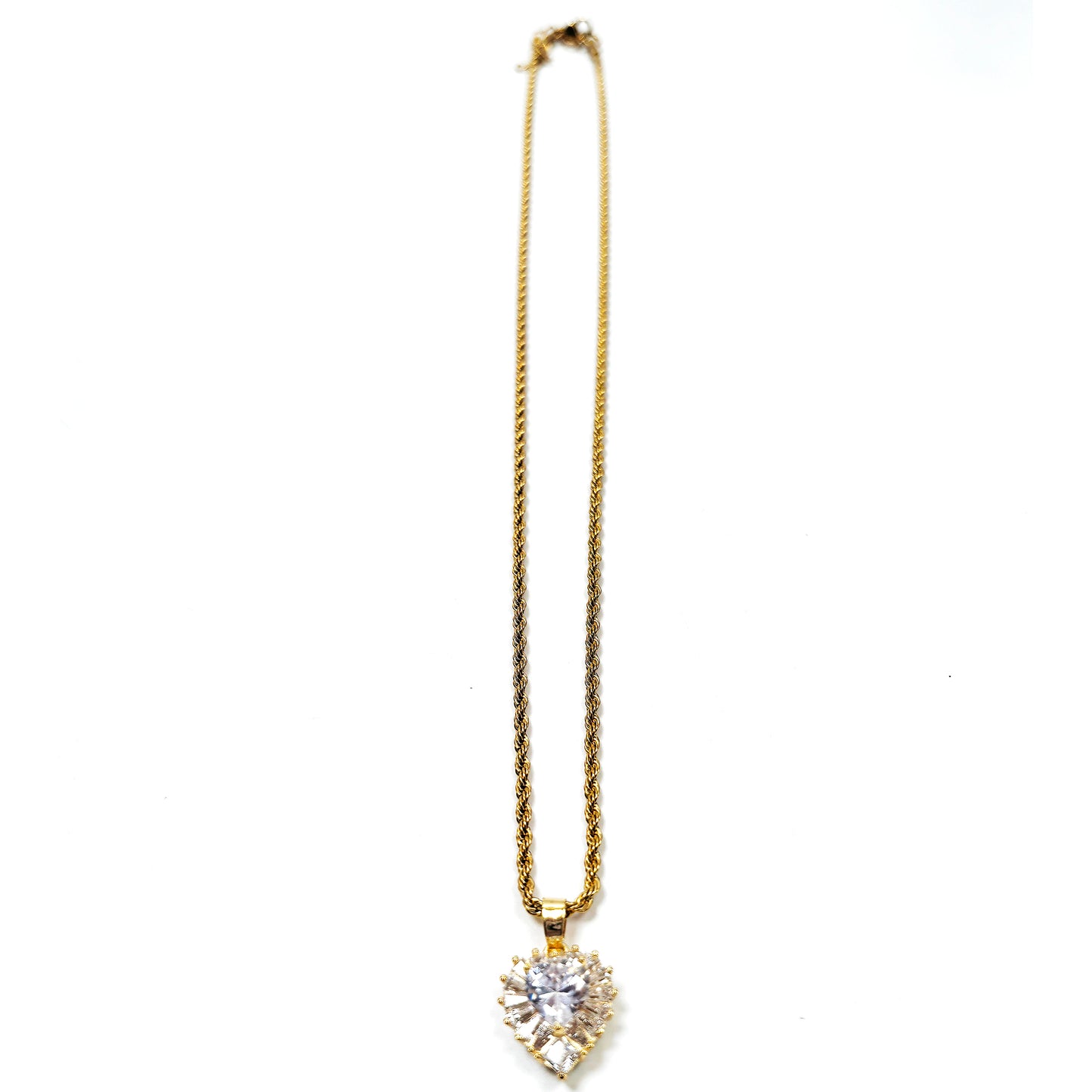 Two-Layer Gold Plated Heart Zircon Necklace