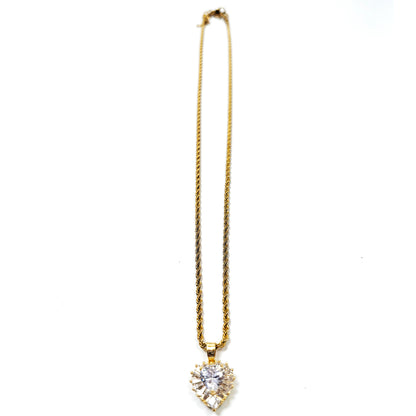 Two-Layer Gold Plated Heart Zircon Necklace