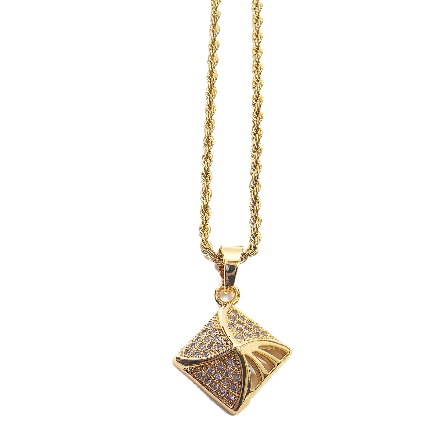 Diamond Pendant Gold Plated Necklace