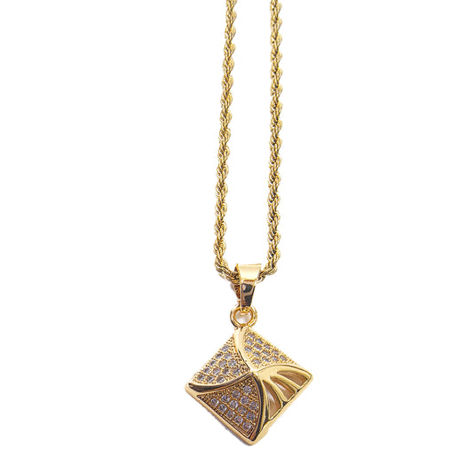 Diamond Pendant Gold Plated Necklace