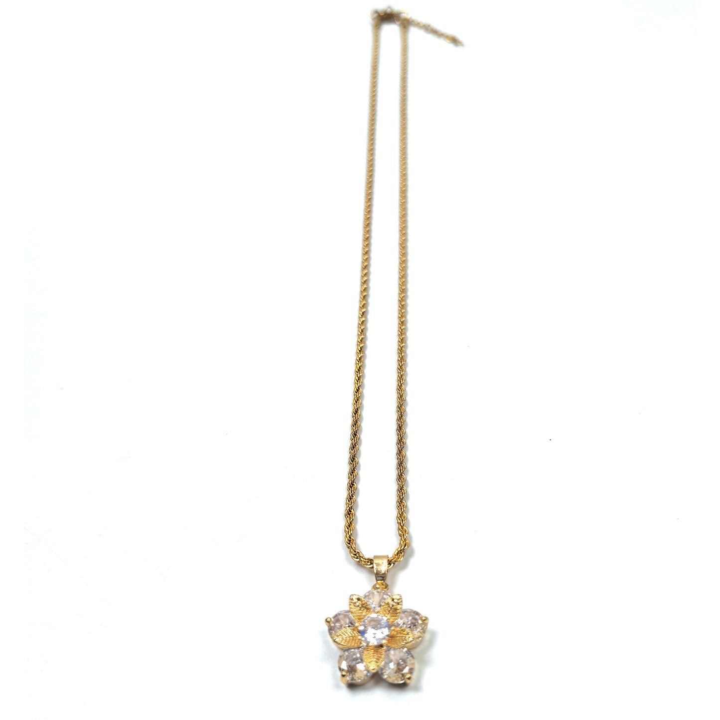 Gold Plated Crystal Daisy Pendants Necklace