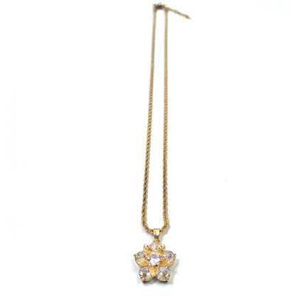 Gold Plated Crystal Daisy Pendants Necklace