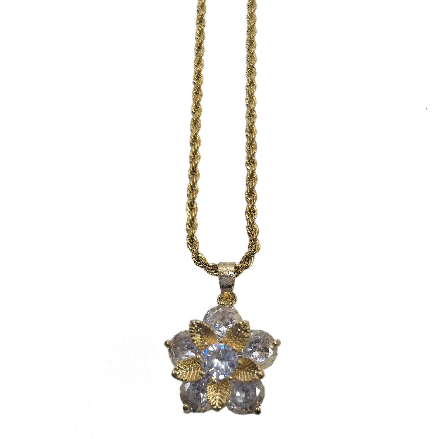 Gold Plated Crystal Daisy Pendants Necklace
