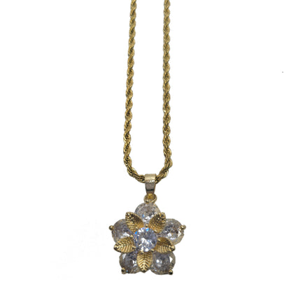 Gold Plated Crystal Daisy Pendants Necklace