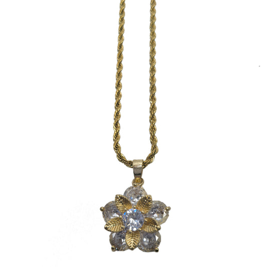 Gold Plated Crystal Daisy Pendants Necklace
