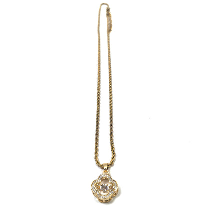 Gold Plated Clovers Crysta Pendant Necklace