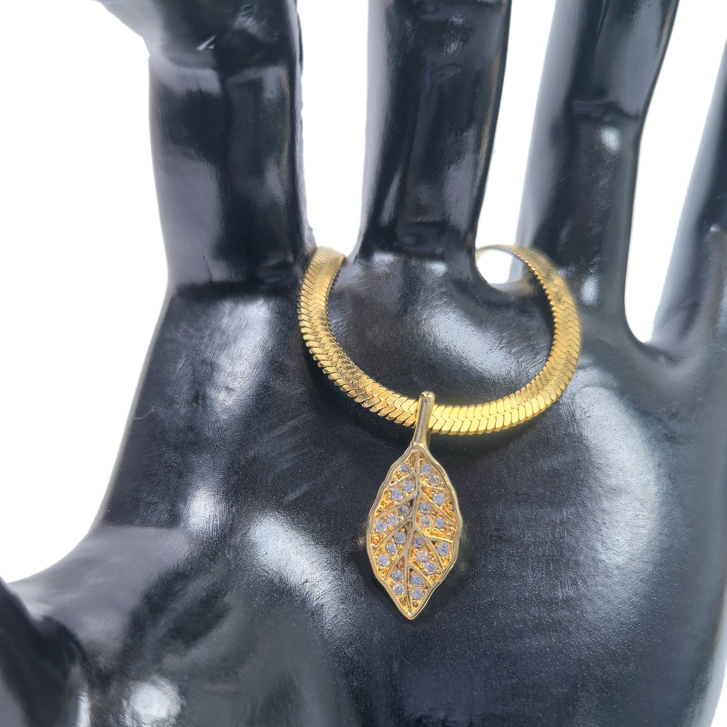 Leaf Zircon Gold Plated Necklace