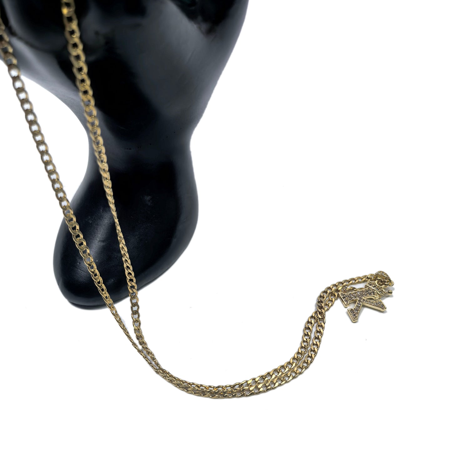 Gold Plated Monogram K Crown Pendant Necklace with Cubic Zirconia