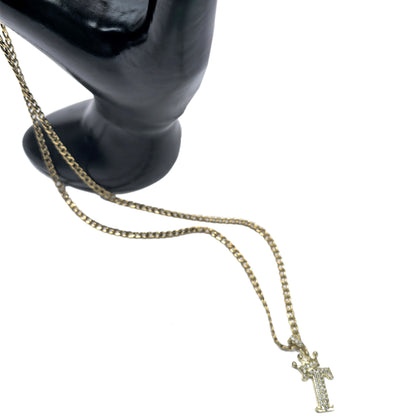 Gold Plated Monogram T Crown Pendant Necklace with Cubic Zirconia